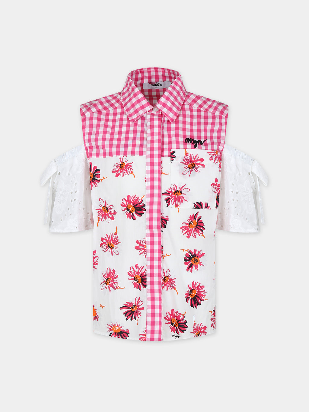 White shirt for girl with daisy print